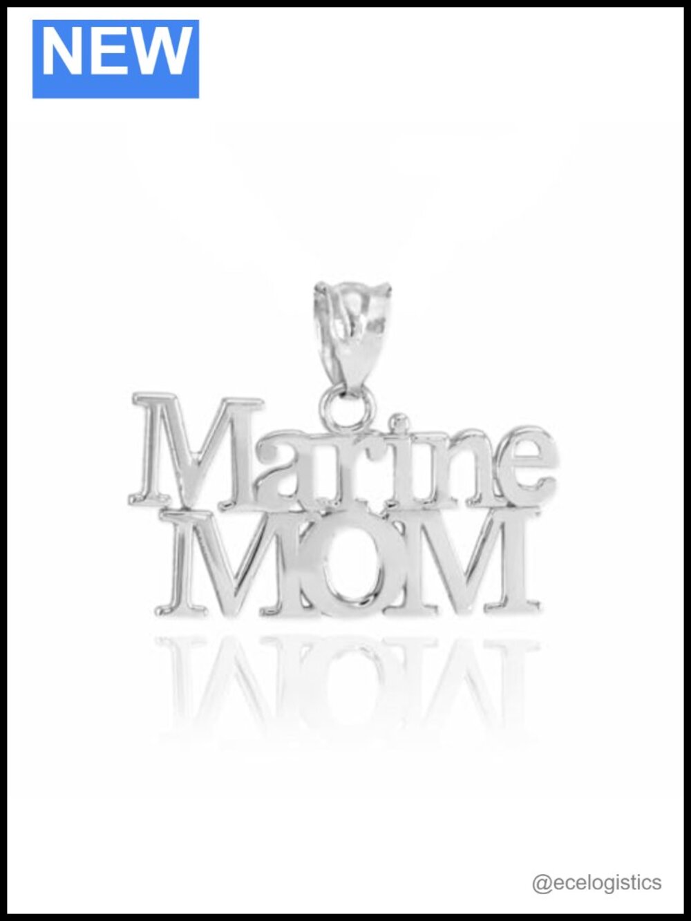 .925 Sterling Silver Marine Mom Pendant Necklace